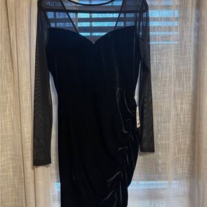 Teeze Me Black Velvet Long Sleeve Dress